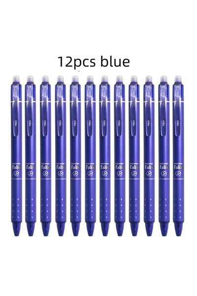Choice 12pcs blue 12pcs Press Type Erasable Gel Pens 0.5mm Black/Blue Ink Bullet Washable Handle Magic Refi