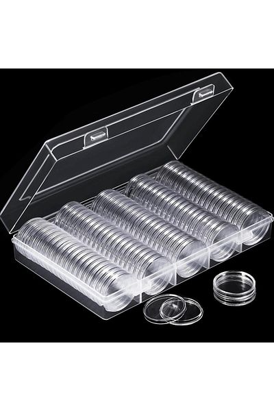 Choice 100pcs 27mm 100Pcs Clear Coin Capsule Holder Case 27/30mm Transparent Commemorative Collectable Coin