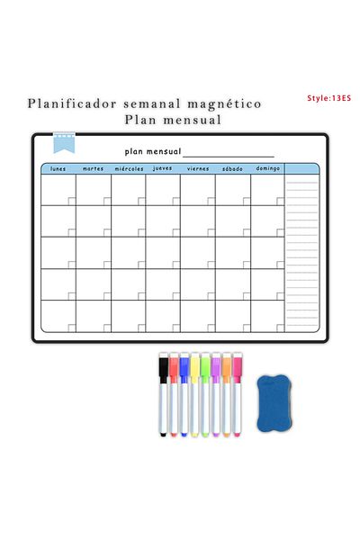 Choice 13ES-8Pen1Eraser A3 Size Magnetic Weekly &monthly Planner：Spanish, French, English.Dry Erase Whitebo