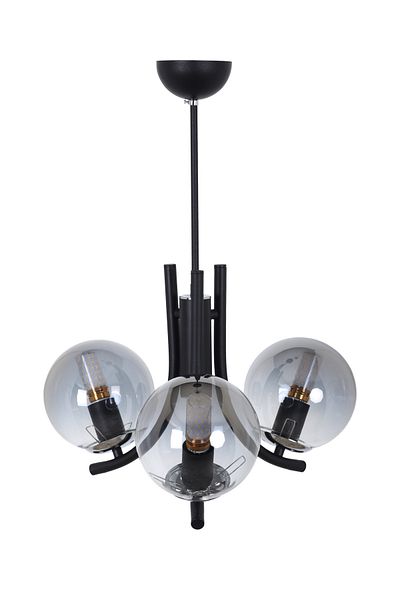 MŞ Aydınlatma Tetra Black Chrome 3 Smoked Glass Chandelier