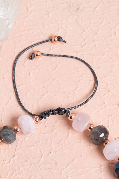 OSMANLI DOĞAL TAŞ Certified Smoky Quartz, Pink Quartz and Hematite Bracelet