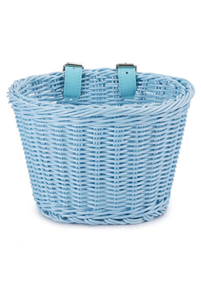 Choice سلة دراجة زرقاء سماوية للأطفال، سلة منسوجة يدويًا، حقيبة شحن بمقود أما...