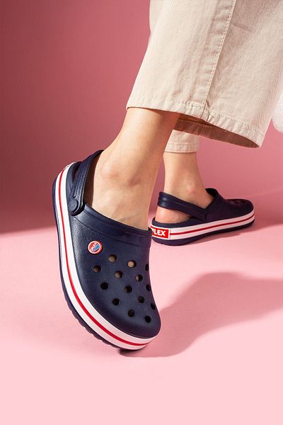 FUGA MODA Siveti Navy Blue Perforated Polyurethane Closed Front Wet Floor Slippers and Sandals