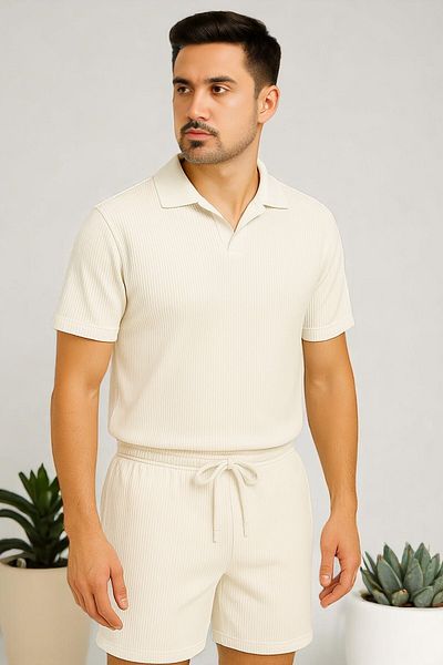 Trendy Merry Store Σετ καλοκαιρινό ανδρικό μπλουζάκι-σορτς Lyc Ottoman Lycra Fabric