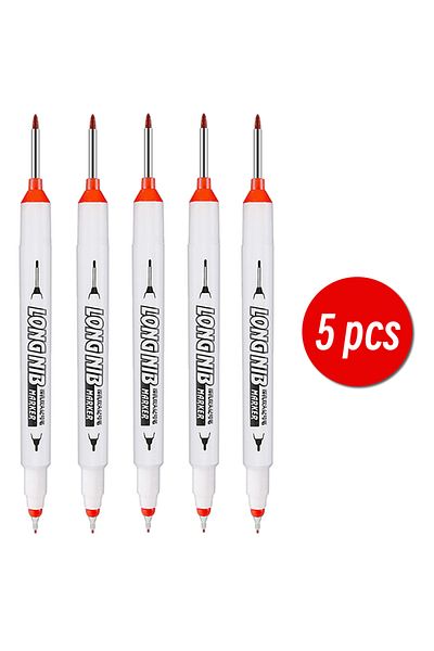 Choice 5 pcs Red 20mm Double-Tip Deep Hole Long Head Nib Markers For Metal Pen Waterproof Bathroom Woodwork