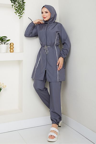 Bestenur Σετ 4 Μαγιό Hijab 1453 - Γκρι