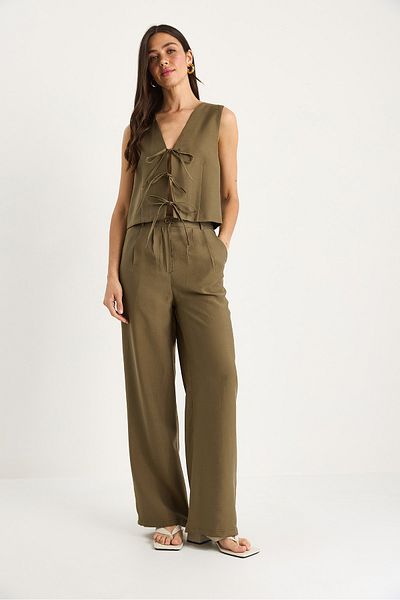 Bianco Lucci Women's Tie-Up Vest High Waist Loose Pants Modal Bottoming Suit 9358 60281071