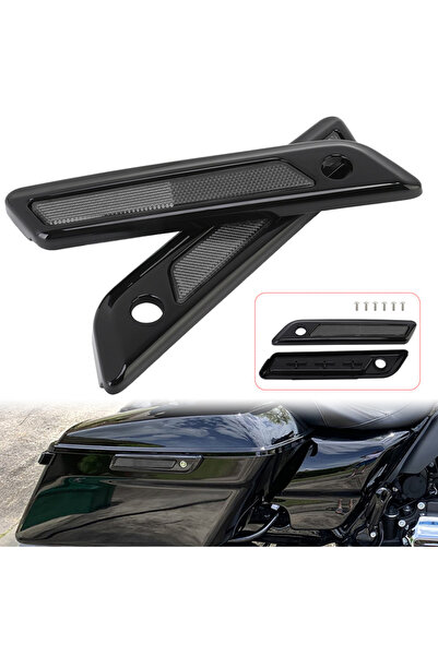 Choice Motorcycle Black Hard Saddlebag Latch Cover Smoke Reflectors For Harle...