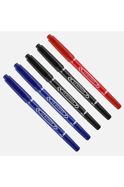 Choice Mix-5Pcs 5/10 Pcs Twin Tip Permanent Marker Black/Blue/Red Oil Marker Pen Fine Nid Marker Ink Statio