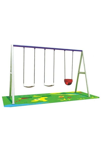 huitich Metal 3 Seats Swing Set For Ground Or Sand Height 250CM