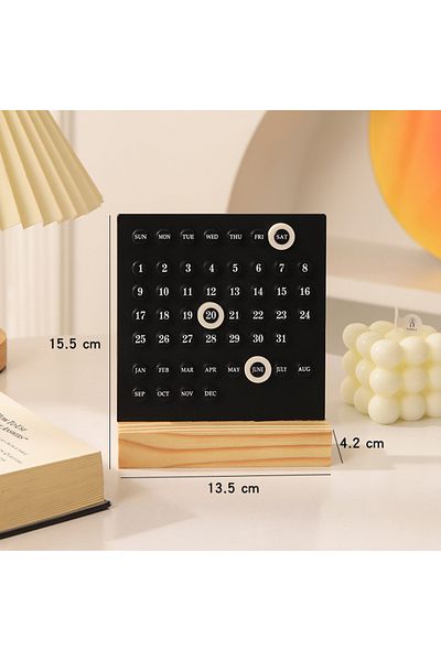 Choice black 1pc Wood Perpetual Calendar Montessori Calendar Cute Desk Calendar Adjustable Week Month Date