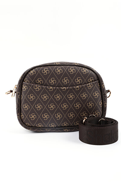 SHAKA Monogram Baskılı Kahverengi SHK194 Suni Deri Fermuarlı 2 Bölmeli Ayarla...