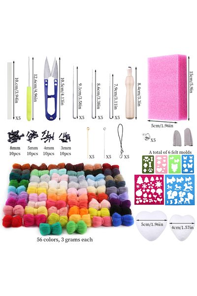 Choice KRABALL Felting Needle Kit 56 Colors Wool Roving with Eyes For Toy DIY Craft Wool Fibre Needle Fe...