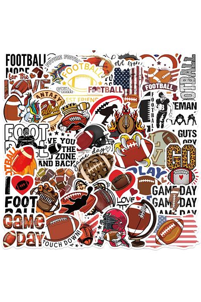 Choice 50pcs All 50pcs American Rugby Football Stickers PVC Decal Travel Luggage Guitar Fridge Laptop Water