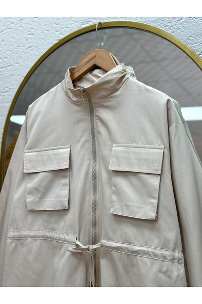 MİHRA STORE Trench Mango Ayda Beli cu șnur-NN20055 Stone