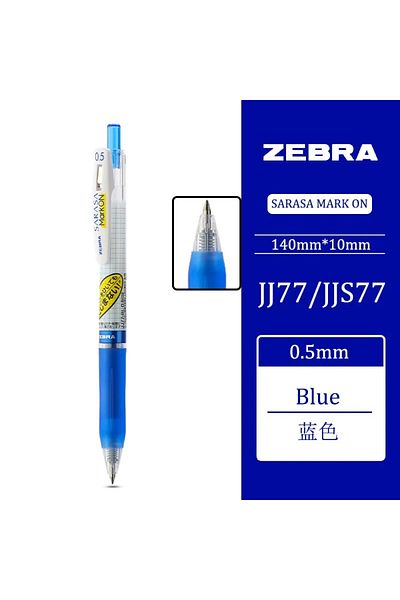 Choice 0.5mm Blue 1pcs Limited Japan ZEBRA Gel Pen Quick Drying JJ77/JJS77 Markon Large Capacity 0.4/0.5mm