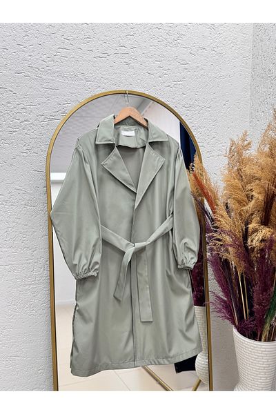 MİHRA STORE Trench cu mâneci balon cu talie Mint