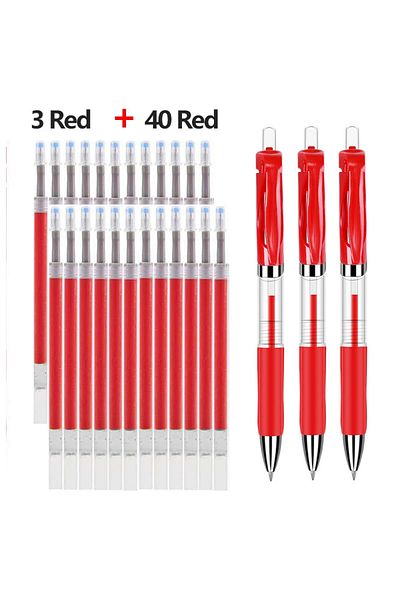 Choice Red set-43 Pcs 43 PCS Gel Pens Refills Set Kawaii Stationery writing pen Black/red/blue ink 0.5 mm B