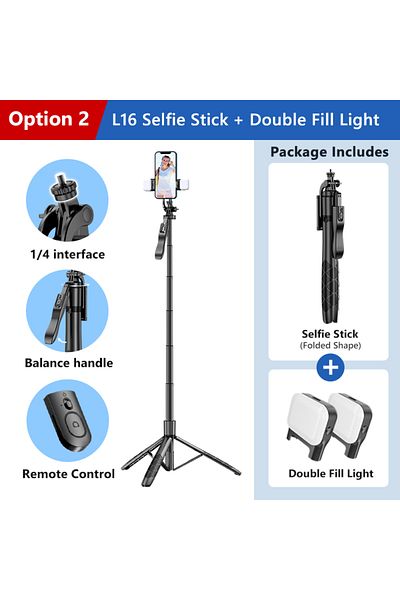 Choice L16 With Light L16 1530mm Wireless Selfie Stick Tripod Stand Foldable Monopod for Gopro Action Camer