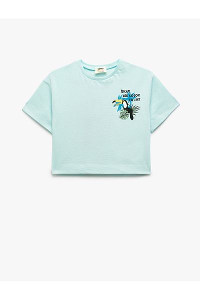Koton Βαμβακερό μπλουζάκι με κοντό μανίκι New Season Crew Neck με λεπτομέρεια εκτύπωσης