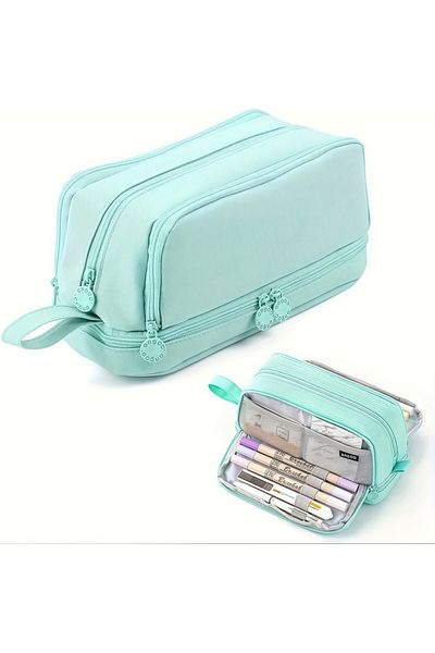 Choice Light green Large capacity portable stationery case, durable scratch resistant pencil case, school,