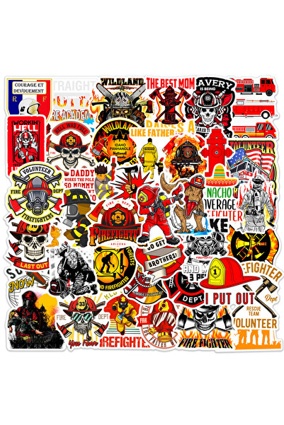 choice2 50PCS 10/30/50pcs Firefighter Style Cartoon Stickers Brave Fireman Fi...