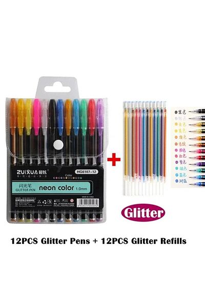 Choice 12pc pen 12 Refill D 12Pcs Colors Gel Pens and Refills for School Office Coloring Book Journals Draw