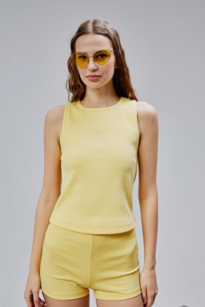 TF The Fancy For You Kadın Halter Yaka Kolsuz Basic Crop Bluz