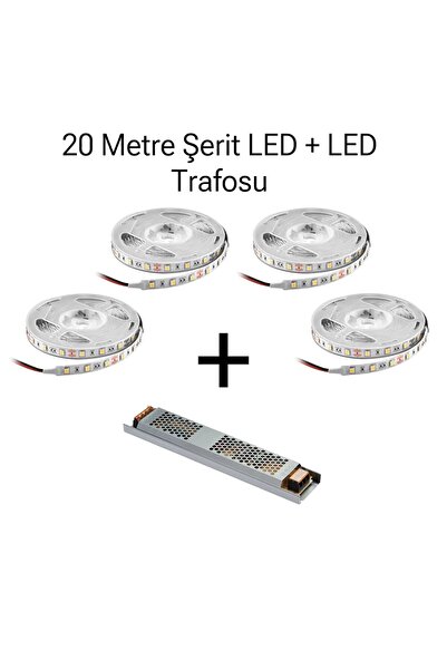 BMG Aydınlatma 20 Metre Şerit Led Led Trafosu Paket Halinde 10 Çipli Yüksek I...