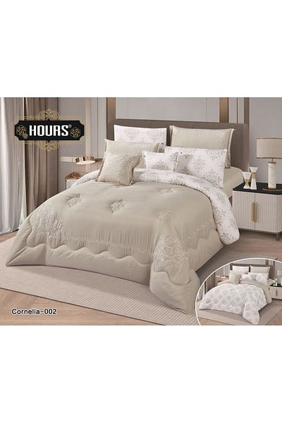 HOURS Double-sided embroidered microfiber bedspread - 8 pieces