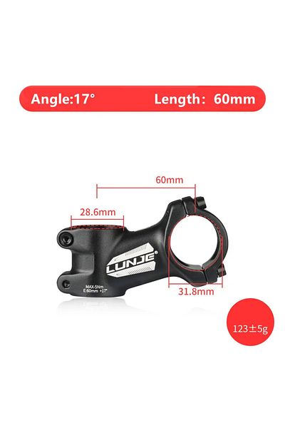 Choice 17Degree-60mm Ultralight Bike Stem 17 Degree Aluminium Alloy MTB Road Bicycle Stem 31.8mm 60/70/80/9