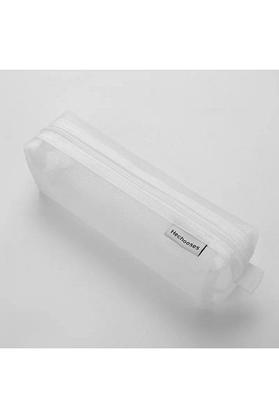 Choice White Mesh Pencil Case Transparent Pens Pouch Cute Simple Aesthetic Bag Organizer Office School Supp