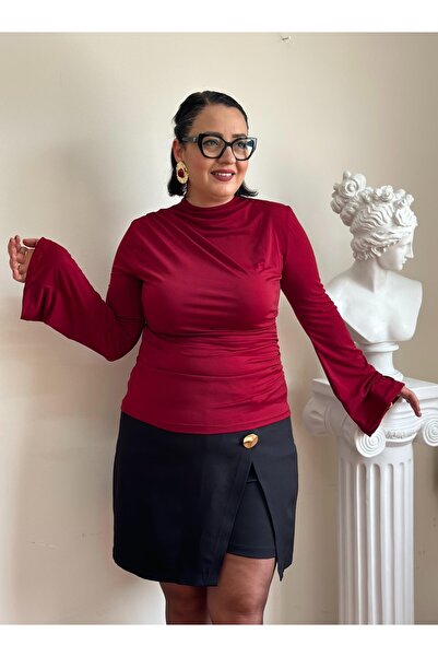 Vio Moda Büyük Beden Draped Blouse