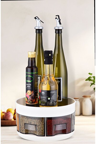 KIZILELMADA مجموعة منظم طعام مكونة من 6 قطع مع حامل دوار - حاوية توابل وحاوية...