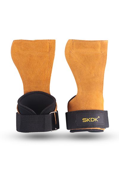 Choice Yellow Gym Grips For Men Women Cowhide Palm Guards Weightlifting Fitness Workout Gloves Grips with W