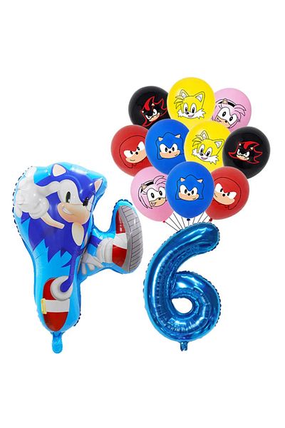 Miniso set 12pcs 12pcs Anime Sonic The Hedgehog Balloon Number Foil Globos 1 2 3 4 Years Old Birthday Party