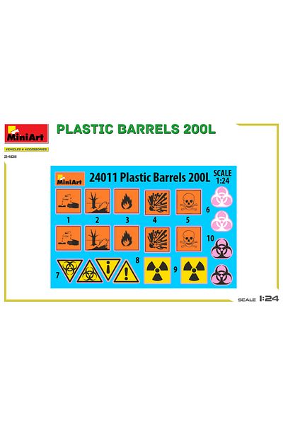 MiniArt 1:24 Plastic Jerrycans 200L.