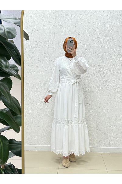MİHRA STORE Nubisa Skirt and Jacket Lace Skirt Suit-He8385 White