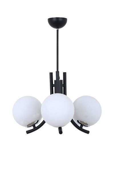 MŞ Aydınlatma Tetra Black Chrome 3 White Glass Chandelier