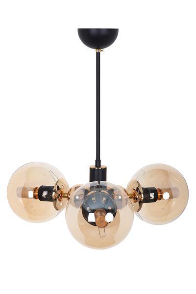 MŞ Aydınlatma Orbic Black Gold 3 Honey Glass Chandelier
