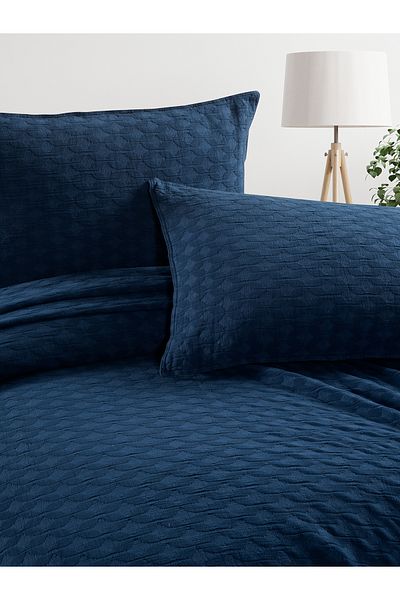 BED LİNE Set cuvertură de pat Elvira single albastru închis cu cutie