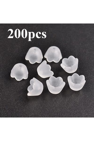 Choice d-White-200pcs 200pcs Transparent Acrylic Beads Tulip Flower Lily of The Valley for Jewelry Making D