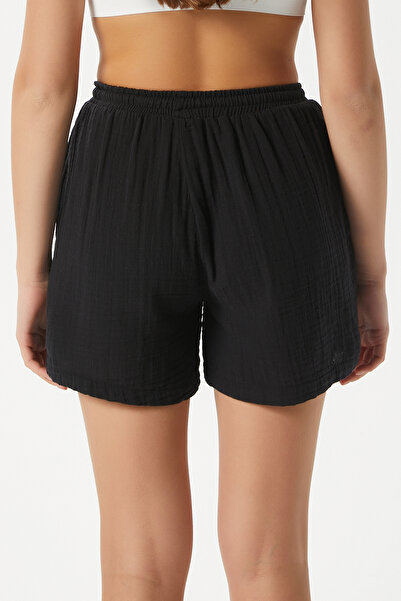 Ritnice Kadın Jamie %100 Pamuk Müslin Bel Lastikli Siyah Şort