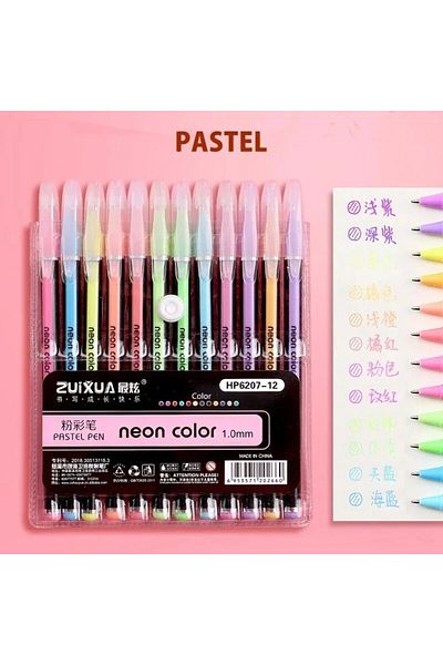 Choice 12pcs Pastel Pen 12Pcs Colors Gel Pens and Refills for School Office Coloring Book Journals Drawing