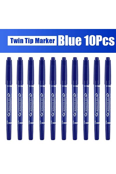 Choice Blue-10Pcs 5/10 Pcs Twin Tip Permanent Marker Black/Blue/Red Oil Marker Pen Fine Nid Marker Ink Stat