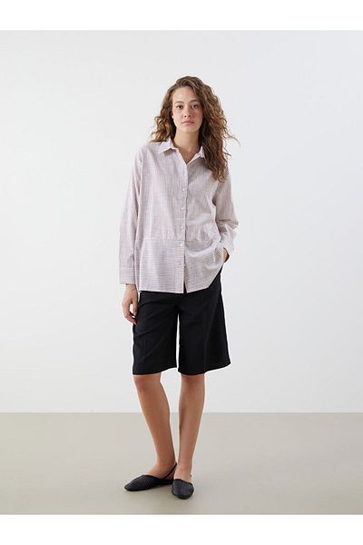 LC Waikiki Orange Striped Poplin Women's Shirt