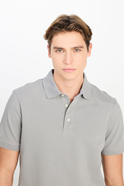 Lee Ανδρικό μπλουζάκι με κανονική εφαρμογή βαμβακερό γκρι γιακά πόλο - L2510551035