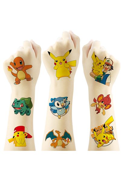 Choice 20PCS 20PCS Pokemon Temporary Tattoo Stickers Children Pikachu Sticker Funny Cartoon Kids Girls Chri