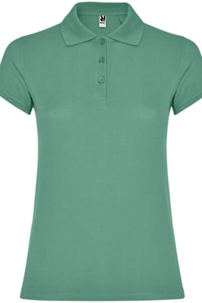 OEM Tricou polo pentru femei cu mâneci scurte, bumbac, verde deschis, mărimea S