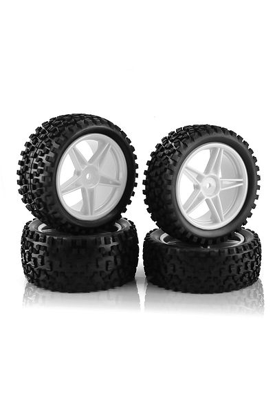 Choice 4pcs white RS Wear-Resistant Off Road Tires Plastic Wheel Rim Rubber Tyre for 1:10 RC Car HSP 94107